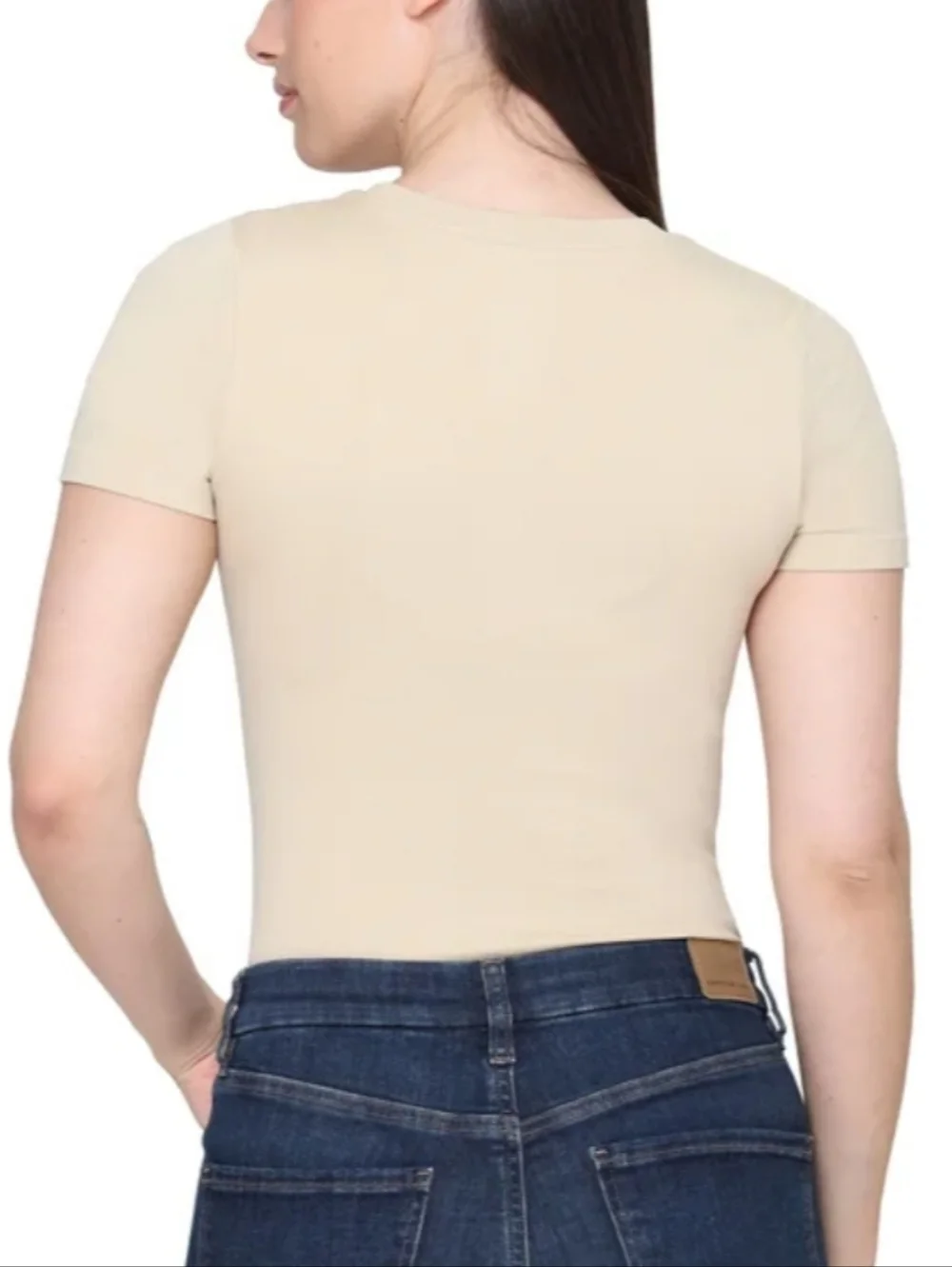 Tahari Smooth Tees 2 Pack Beige Tan Brown  Stretch Short Sleeve Womens Size XS - Picture 10 of 12